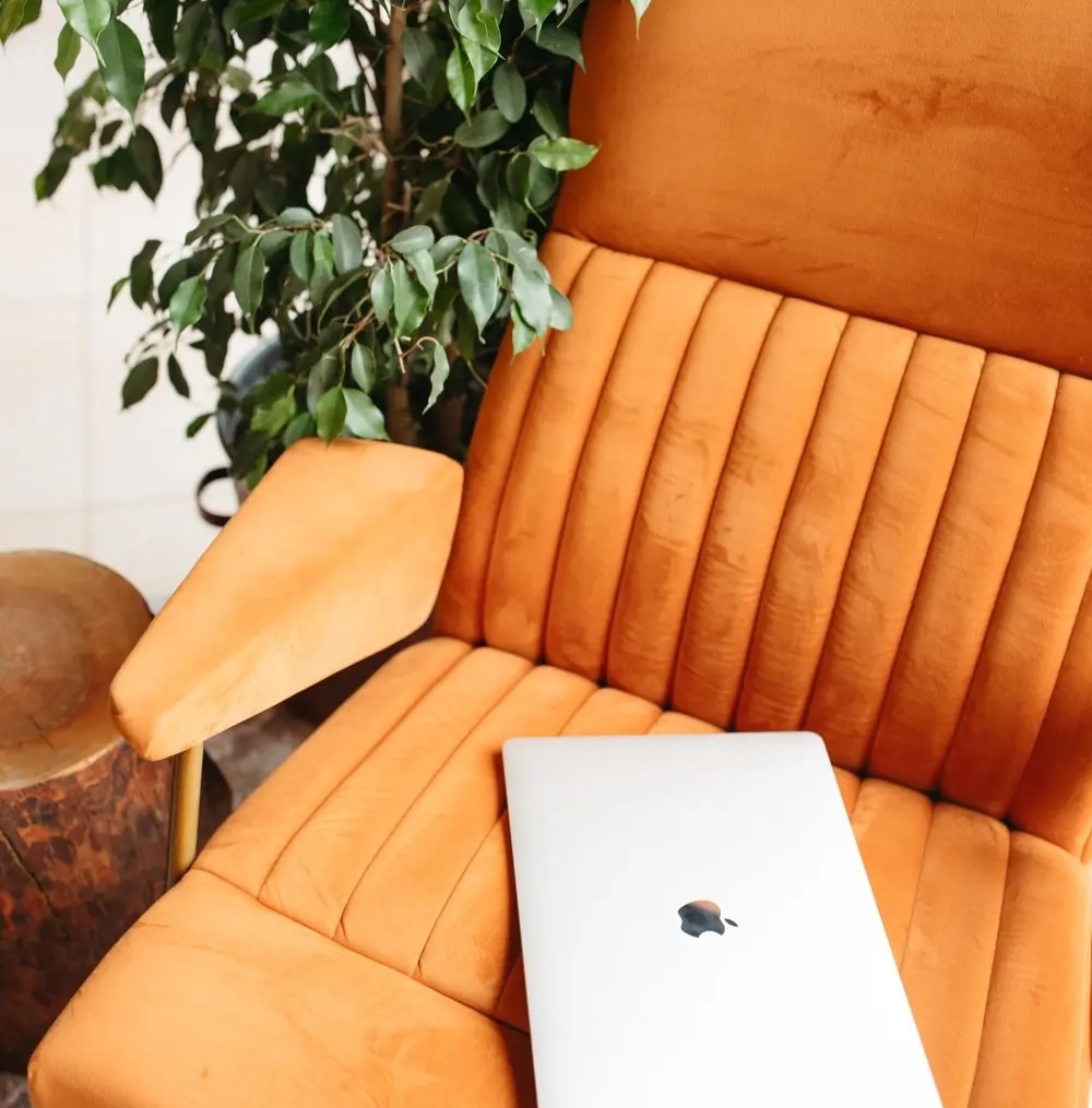 Workspace at Sping Digital Lab with laptop